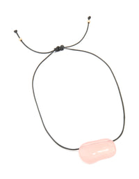 Pink Acrylic Pebble Large Cord Pendant Necklace - link has visual effect only