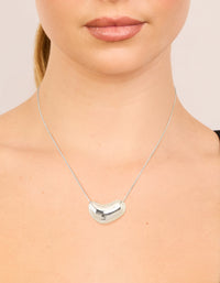 Silver Plated  Large Pebble Pendant Necklace - link has visual effect only