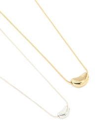 Mixed Metal Pebble Pendant Necklaces 2-Pack - link has visual effect only