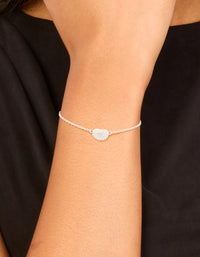 Silver Plated Brass Cubic Zirconia Single Pebble Bracelet - link has visual effect only