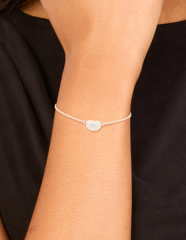 Silver Plated Brass Cubic Zirconia Single Pebble Bracelet