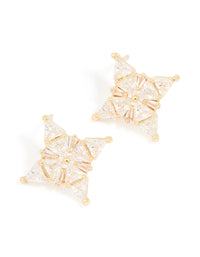 Gold Cubic Zirconia Marquise Star Stud Earrings - link has visual effect only