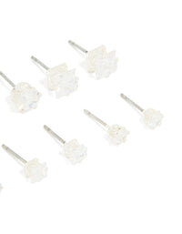 Silver Multi-Shape Cubic Zirconia Stud Earrings 6-Pack - link has visual effect only