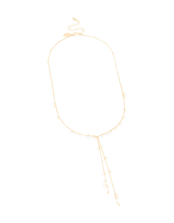 Gold Cubic Zirconia Cluster Y-Necklace