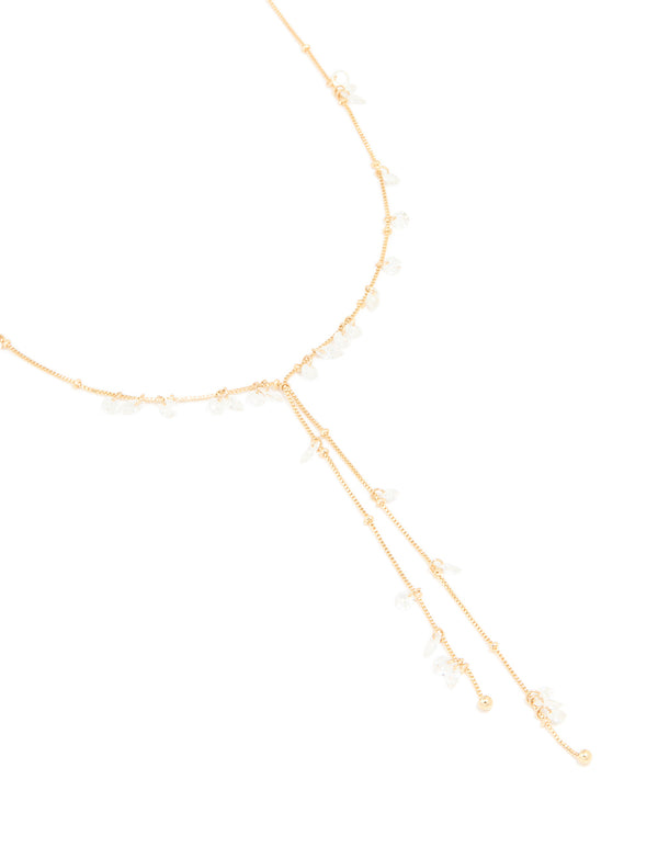 Gold Cubic Zirconia Cluster Y-Necklace