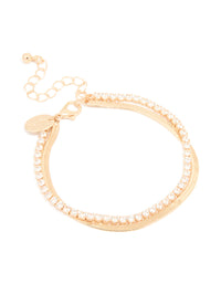 Gold Cubic Zirconia Snake Chain Layered Bracelet - link has visual effect only