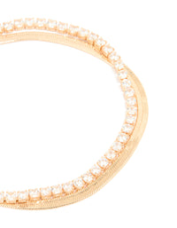 Gold Cubic Zirconia Snake Chain Layered Bracelet - link has visual effect only