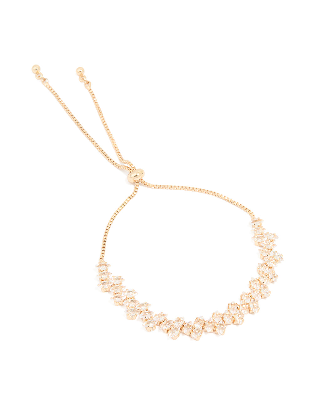 Gold Cubic Zirconia Round Toggle Bracelet