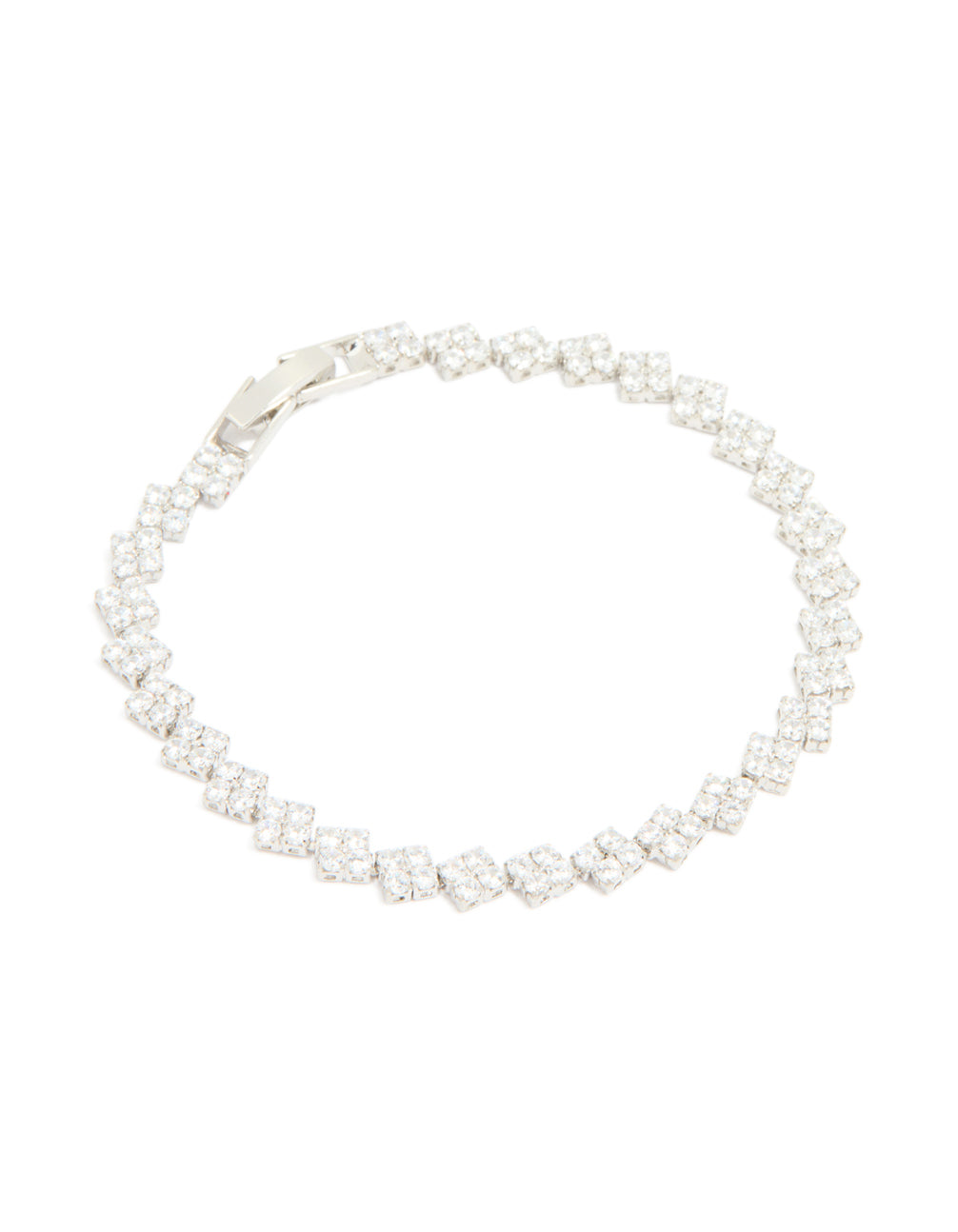 Silver Cubic Zirconia Rectangular Tennis Bracelet