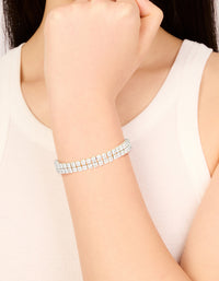 Silver Cubic Zirconia Rectangle Toggle Bracelet - link has visual effect only