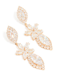 Gold Cubic Zirconia Statement Flower Drop Earrings - link has visual effect only