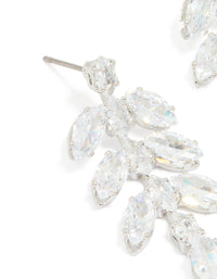 Silver Cubic Zirconia Leaf Drop Earrings - link has visual effect only