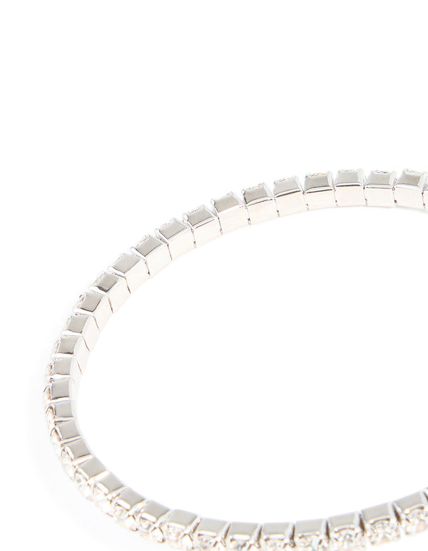 Silver Cubic Zirconia Round Pearl Wrist Cuff