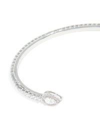Silver Cubic Zirconia Pear Square Wrist Cuff - link has visual effect only