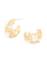 Gold Plated Acrylic Flower Graduating Huggie Earrings - link has visual effect only