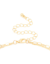 Gold Plated Diamante Cross Pendant Layered Necklace - link has visual effect only