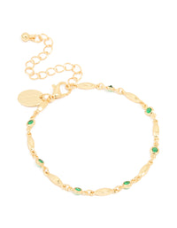 Gold Plated Emerald Cubic Zirconia Oval Bracelet - link has visual effect only