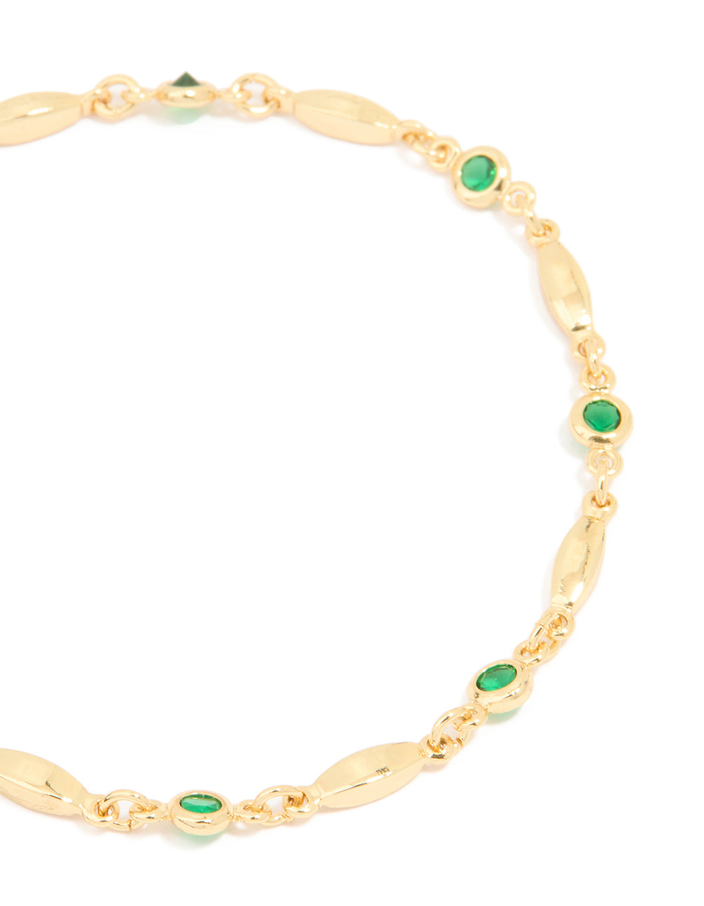 Gold Plated Emerald Cubic Zirconia Oval Bracelet