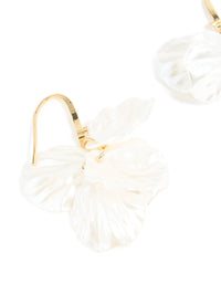 Gold Plated Cubic Zirconia Acrylic Leaf Drop Hook Earrings - link has visual effect only