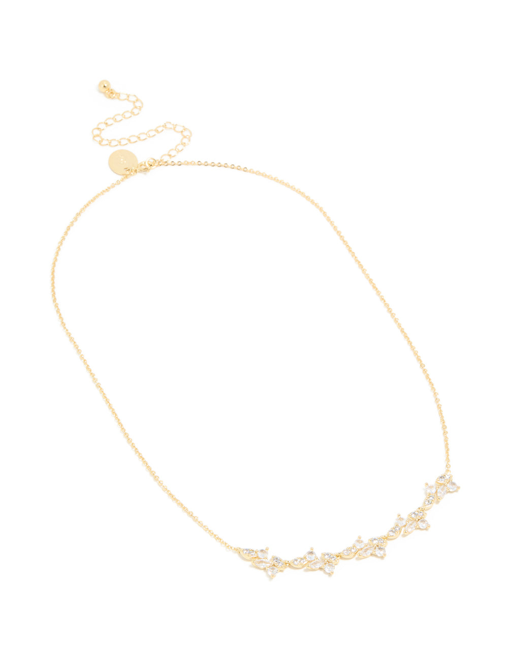 Gold Plated Cubic Zirconia Vine Pendant Necklace