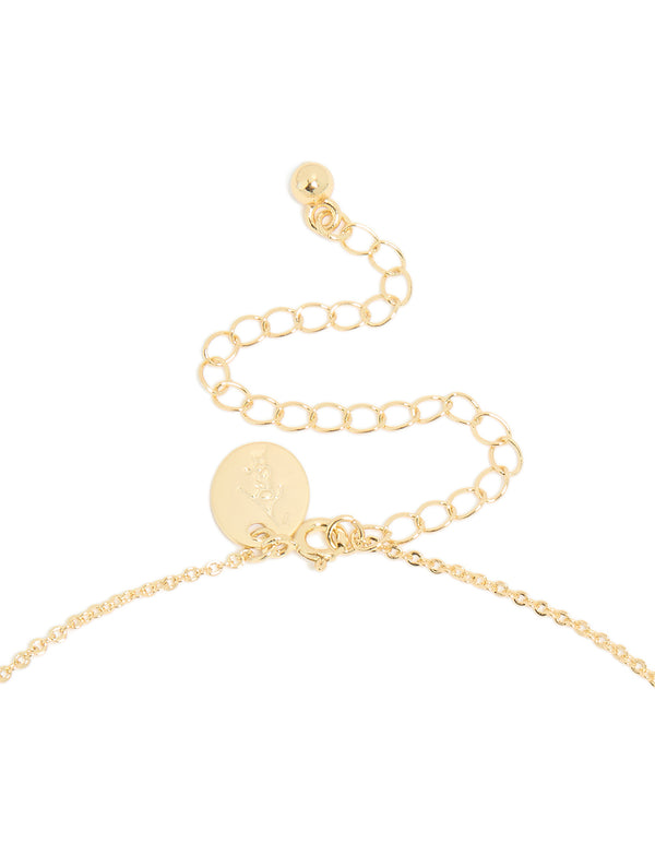 Gold Plated Cubic Zirconia Vine Pendant Necklace