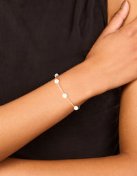 Gold Plated Freshwater Pearl Station Toggle Bracelet - link has visual effect only