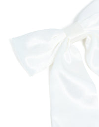 Silver Plated White Shiny Fabric Long Bow - link has visual effect only