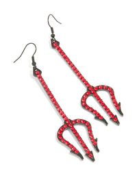 Red Coated Metal Pitch Fork Drop Earrings - link has visual effect only