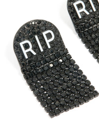 Black Coated Metal RIP Drop Earrings - link has visual effect only