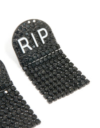 Black Coated Metal RIP Drop Earrings - link has visual effect only