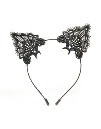 Black Lacy Fabric Cat Ears Headband - link has visual effect only