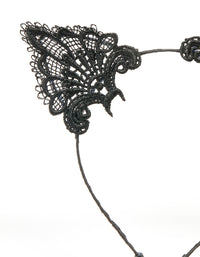 Black Lacy Fabric Cat Ears Headband - link has visual effect only