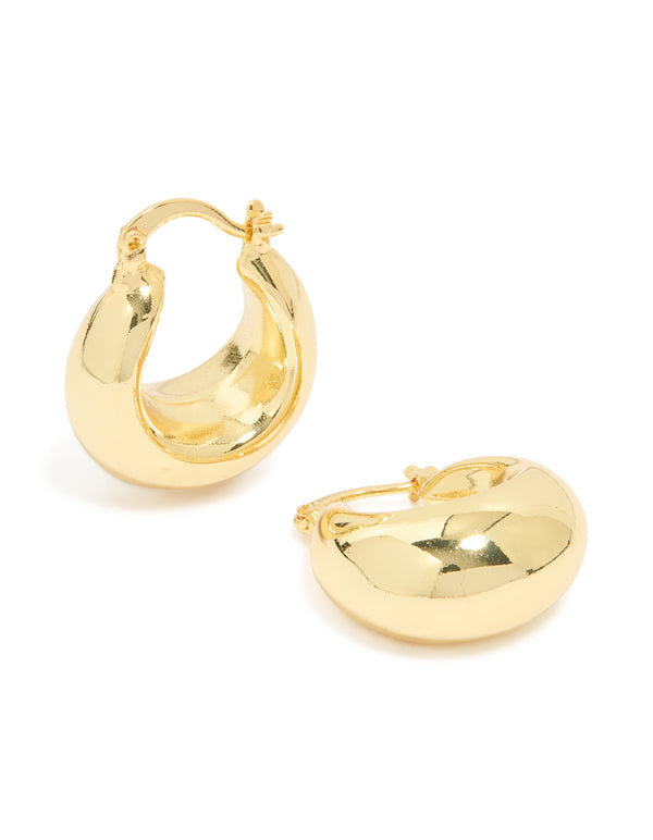 Gold Plated Brass Medium Huggie Earrings