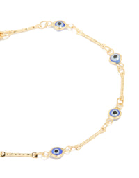 Gold Plated Brass Evil Eye Stone Chain Bracelet - link has visual effect only