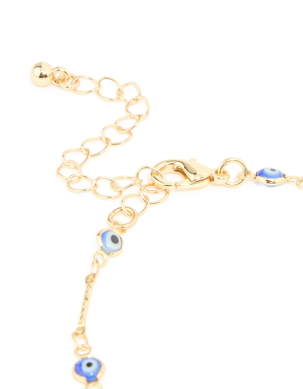 Gold Plated Brass Evil Eye Stone Chain Bracelet