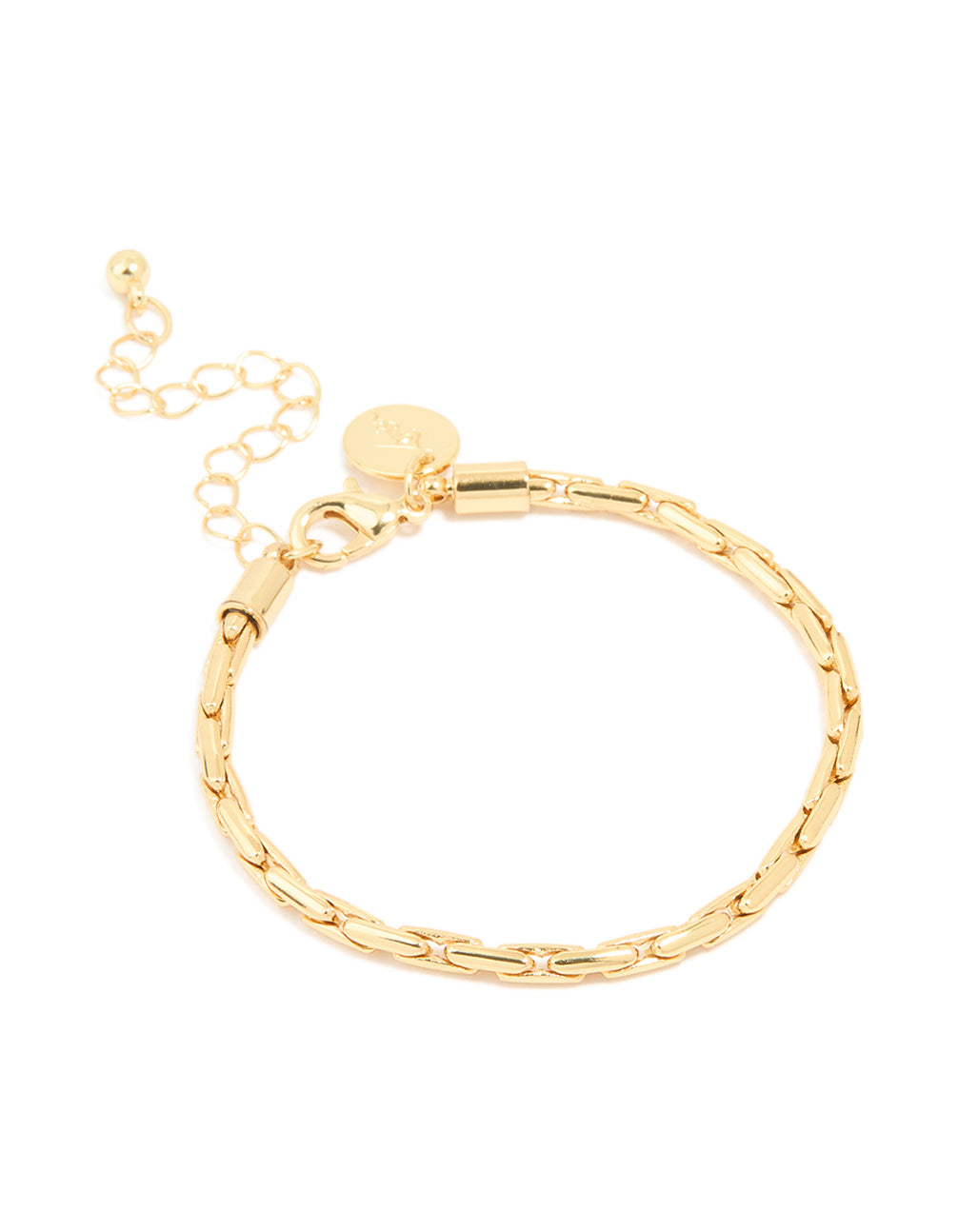 Gold Plated Brass Round Linear Chain Bracelet