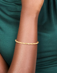 Gold Plated Brass Round Linear Chain Bracelet - link has visual effect only