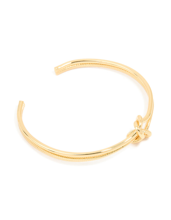 Gold Plated Brass Twisted Knot Wrist Cuff