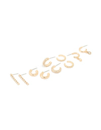 Gold Diamante Mixed Drop & Stud Earrings 5-Pack - link has visual effect only