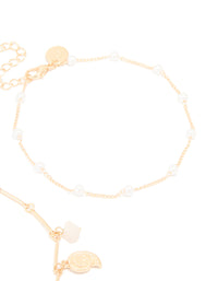 Gold Pearl & Shell Anklets 2-Pack - link has visual effect only