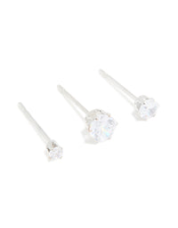 Surgical Steel Cubic Zirconia Graduating Stacker Earrings 3-Pack - link has visual effect only