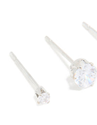 Surgical Steel Cubic Zirconia Graduating Stacker Earrings 3-Pack - link has visual effect only
