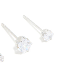 Surgical Steel Cubic Zirconia Graduating Stacker Earrings 3-Pack - link has visual effect only