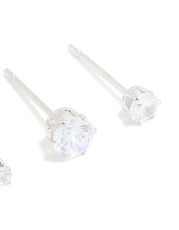Surgical Steel Cubic Zirconia Graduating Stacker Earrings 3-Pack