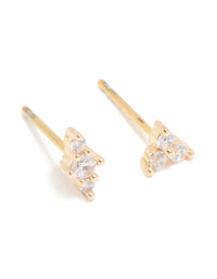 Gold Plated Surgical Steel Cubic Zirconia Teardrop & Triangle Stud Earrings Stack 3-Pack - link has visual effect only