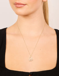 Gold Plated Sterling Silver Cubic Zirconia Large Heart Necklace - link has visual effect only