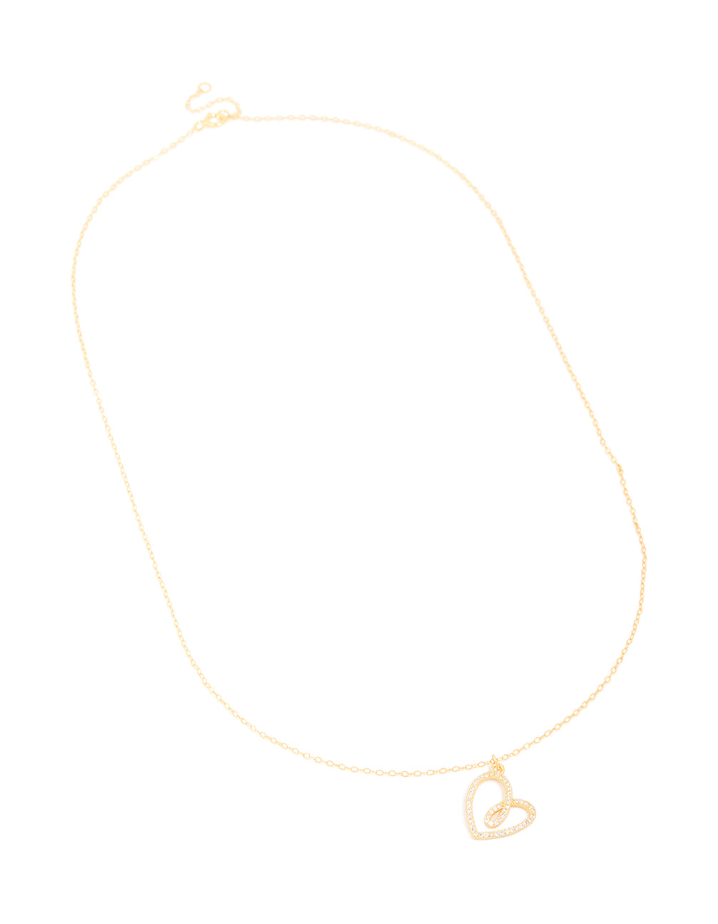 Gold Plated Sterling Silver Cubic Zirconia Large Heart Necklace