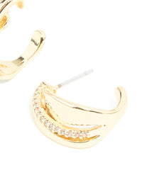 Gold Plated Cubic Zirconia Detail Swirl Hoop Earrings - link has visual effect only