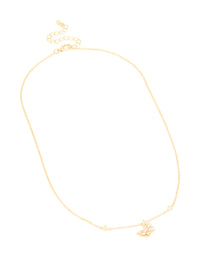 Gold Plated Cubic Zirconia Butterfly Pendant Necklace - link has visual effect only