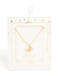 Gold Plated Cubic Zirconia Butterfly Pendant Necklace - link has visual effect only